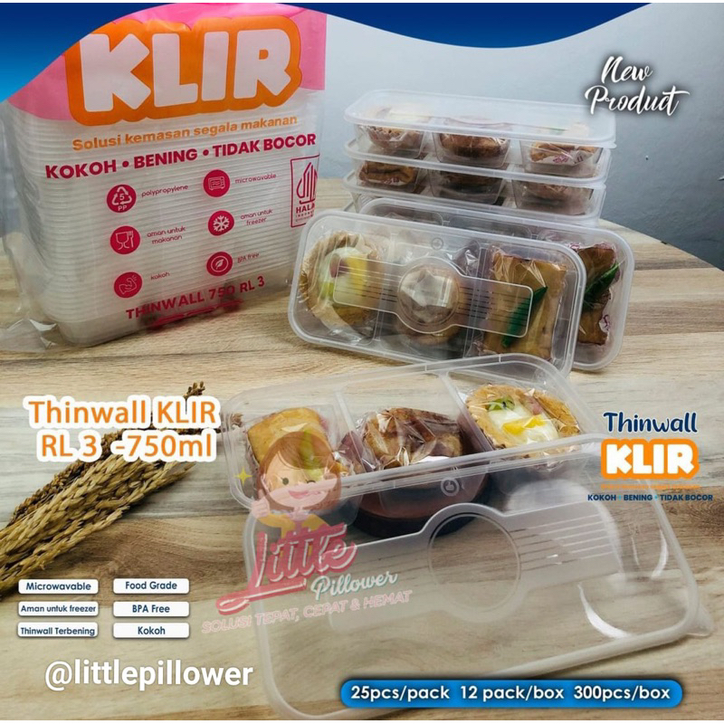 (RL3) Thinwall Klir Rectangle Long Food Grade Super Bening 750ml