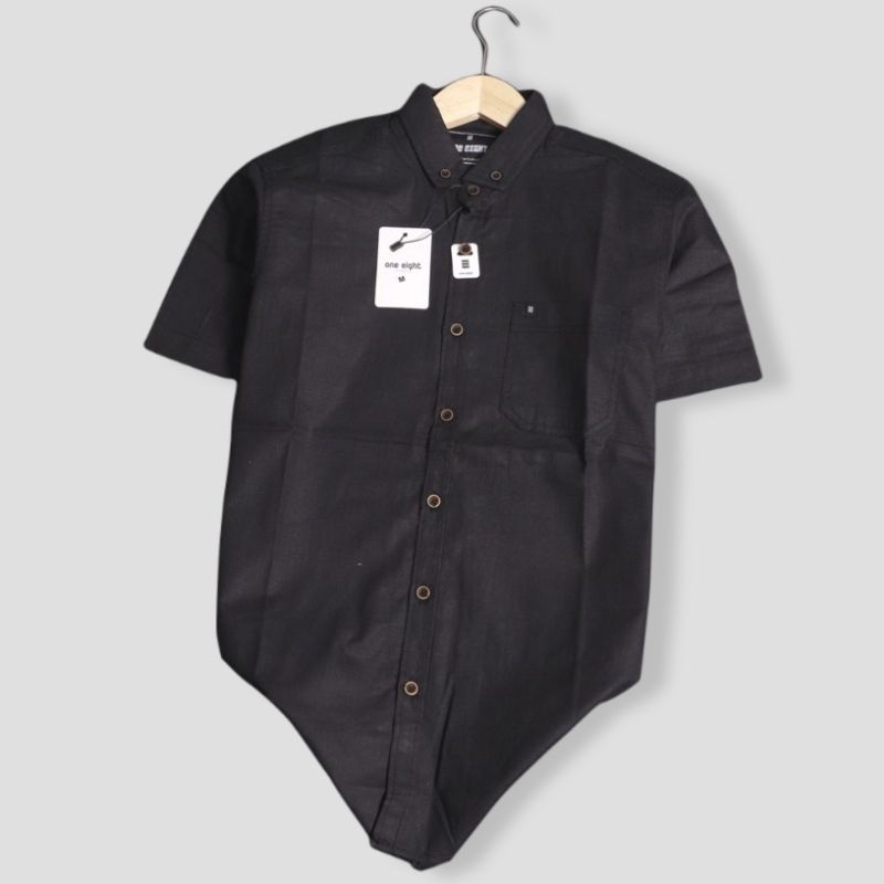 Kemeja pria jumbo polos distro warna hitam - abu ukuran size M, L, XL slimfit dewasa lengan pendek t