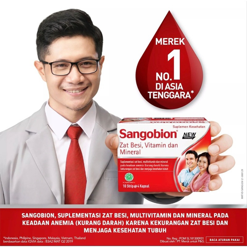 Sangobion per STRIP isi 4 10 Kapsul Tambah Darah Anemia