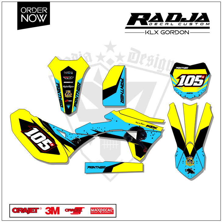 DECAL GORDON FULLBODY (003) DEKAL STIKER KLX GORDON HITAM MERAH KUNING HIJAU BIRU GOLD PINK ORANGE A