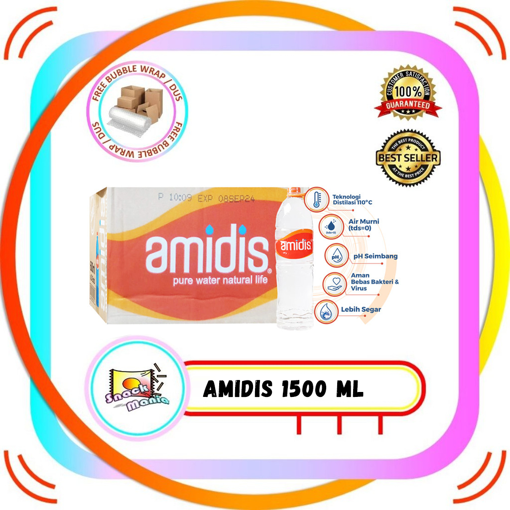 

Amidis Air Minum Distilasi 1500 ml Botol x 12 pcs DUS 1.5 Liter