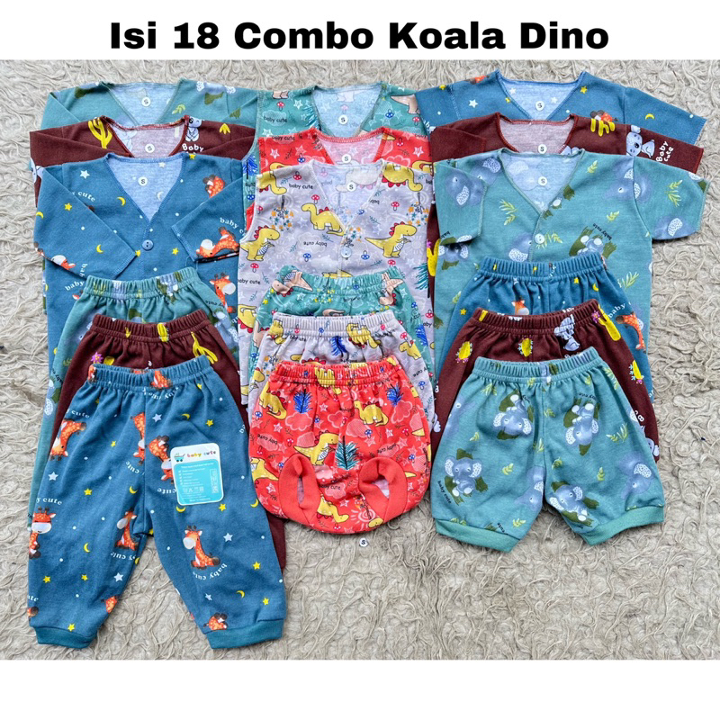 56pc Paket lahiran komplit perlengkapan Baju Bayi celana bayi kado Combo Mix Koala Dino Jumper handuk newborn SNI Promo 8.8