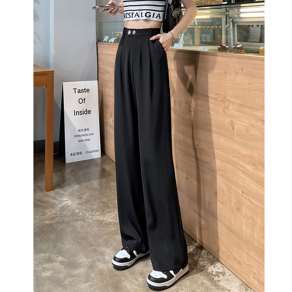 New hitam straight celana wanita terbaru import cewek premium highwaist