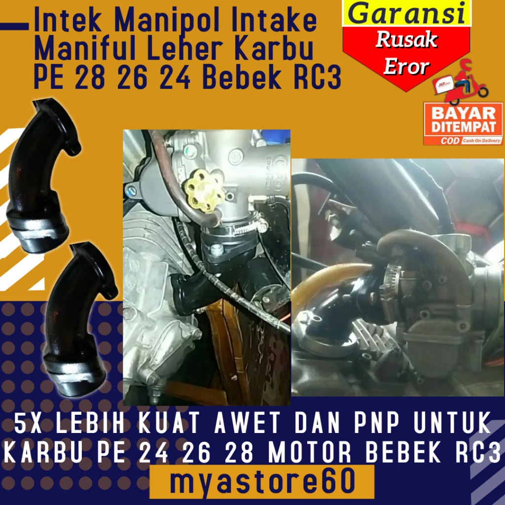 Intek Manipol Intake Maniful Intak Manipul Leher Angsa Leheran Sambungan Karbu PE 28 26 24 Bebek RC3