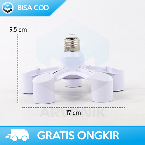 FITTING BOHLAM LED 5 CABANG MERK TAFFLED SOCKET E27 HIGH QUALITY 220V