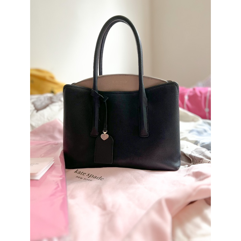 PRELOVED KATE SPADE MARGAUX MEDIUM SATCHEL BLACK TAUPE 100% AUTHENTIC