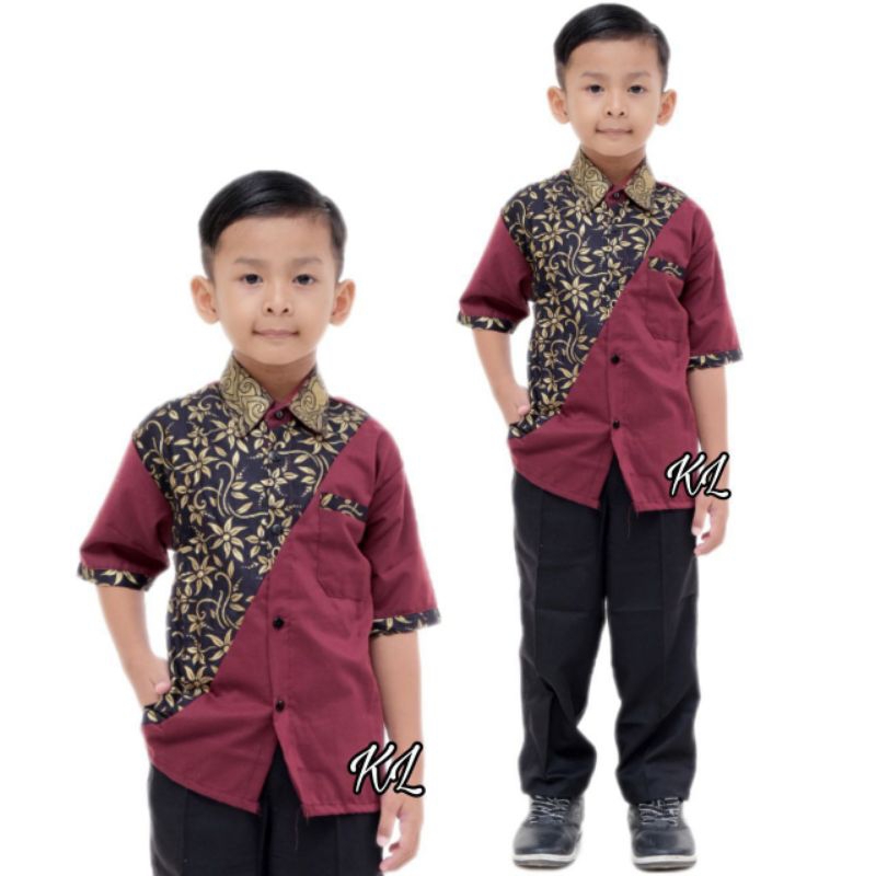 Kemeja Kombinasi Batik Anak Size M, L, XL