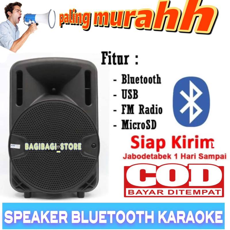 Speaker Bluetooth Karaoke Extra Bass Gratis Mic Ukuran Besar Murah/Salon Aktif Full Bass Karaoke/Spe