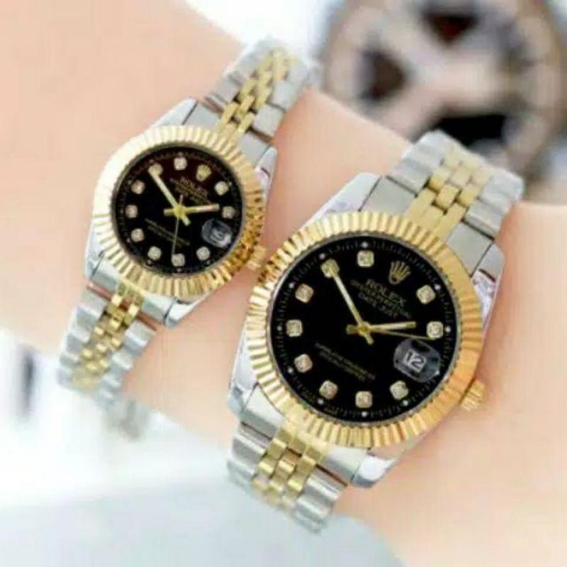 LEBIH KEREN COD!! Jam Tangan Couple Terlaris / Jam Tangan Rolex Stainless Steel Free bok rolex TERMURAH