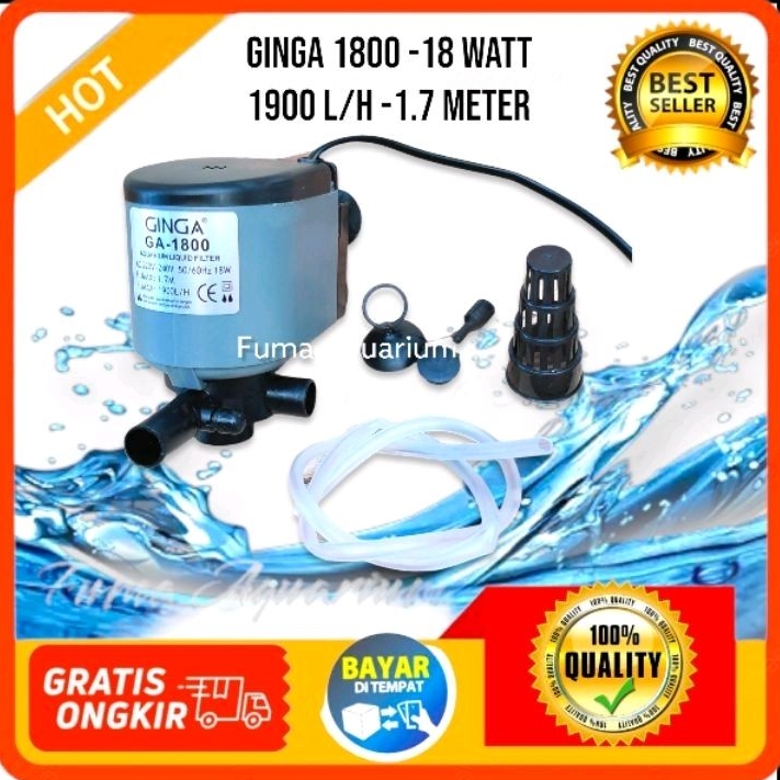 PROMO GINGA1800 GA-1800 POMPA CELUP FILTER AQUARIUM AQUASCAPE LOW WATT POWER HEAD SUBMERSIBLE PUMP