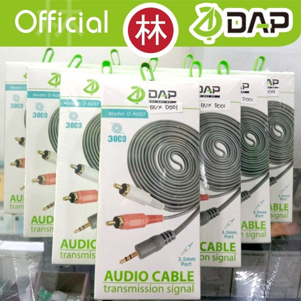 DAP D-AU06 Kabel Audio Cable AUX 2 in 1 Jack 3.5mm to RCA Hitam 1.5 M