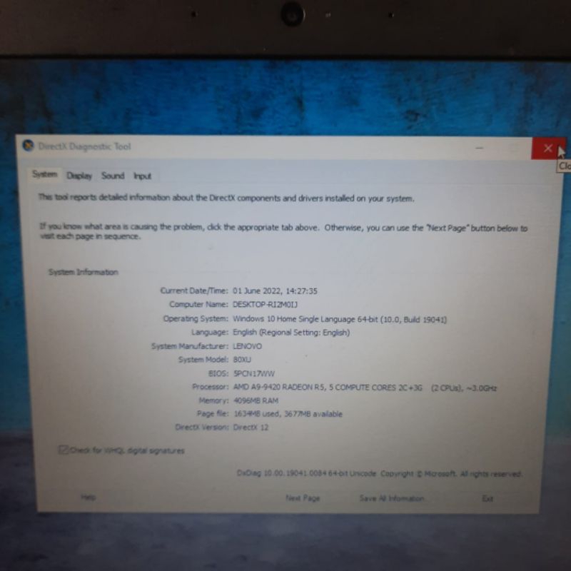 LAPTOP LENOVO IDEAPAD 320 Amd A9-9420 Vga Amd Radeon R5 Graphic