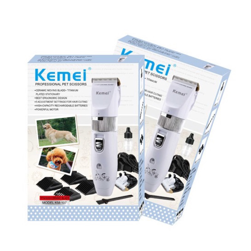 KM107 Kemei 107 PET CLIPPER Mesin Alat Cukur Hewan Binatang Cukuran Kucing Anjing