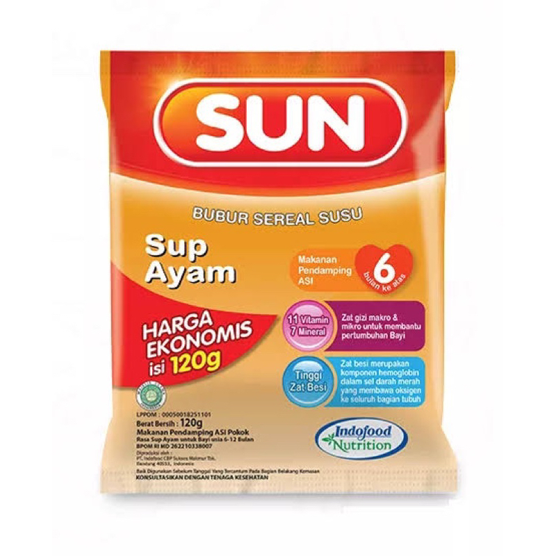 SUN EKONOMIS SACHET 120 GR / MPASI 6 BULAN / SUN EKONOMIS / BUBUR BAYI BERAS MERAH PISANG / SUN BERAS MERAH /  BUBUR BAYI 6 BULAN