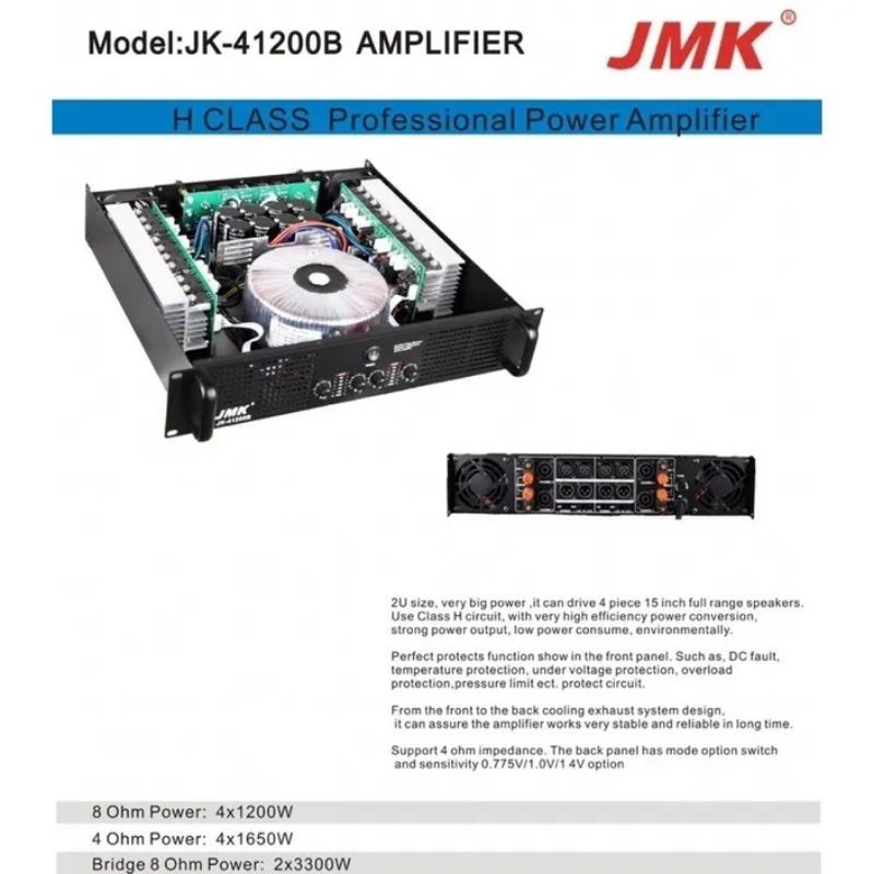 Power ampli Jmk 1200w ×4 power amplifier Jk 41200 4channel