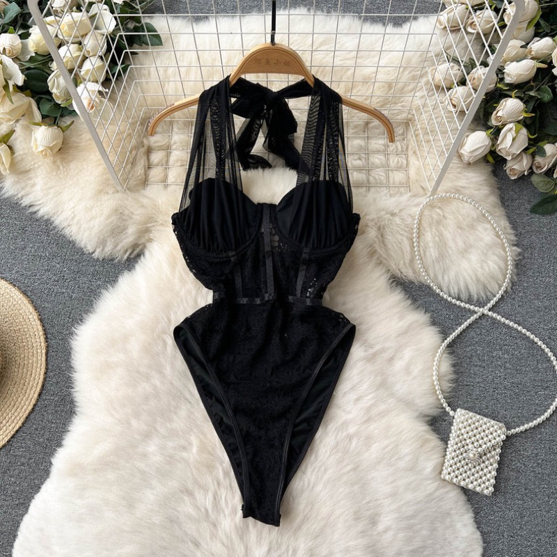 HALTER LACE BODYSUIT