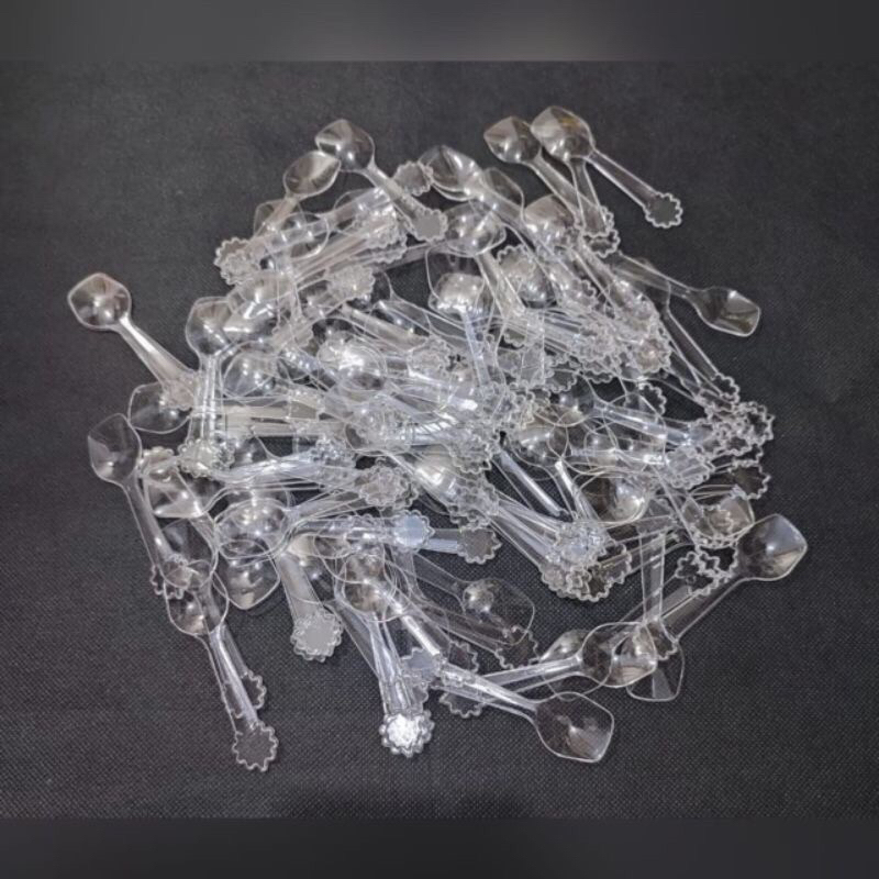 Sendok Eskrim Puding Jelly Plastik STB Bening isi 100pcs