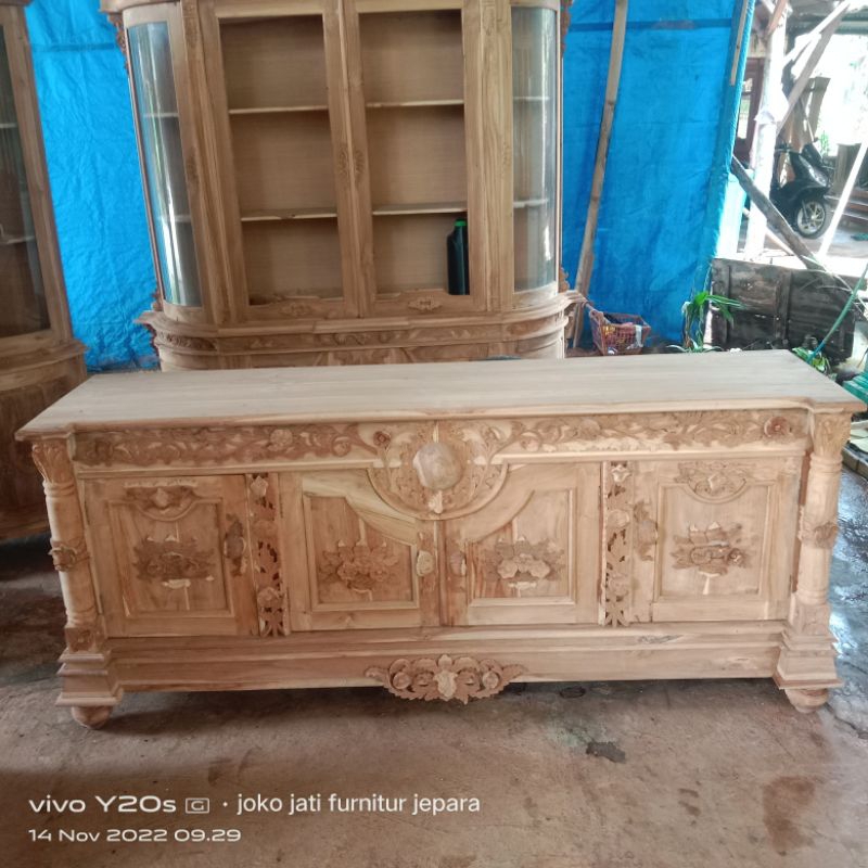 bufet tv kayu jati/bufet nusantara/mentah