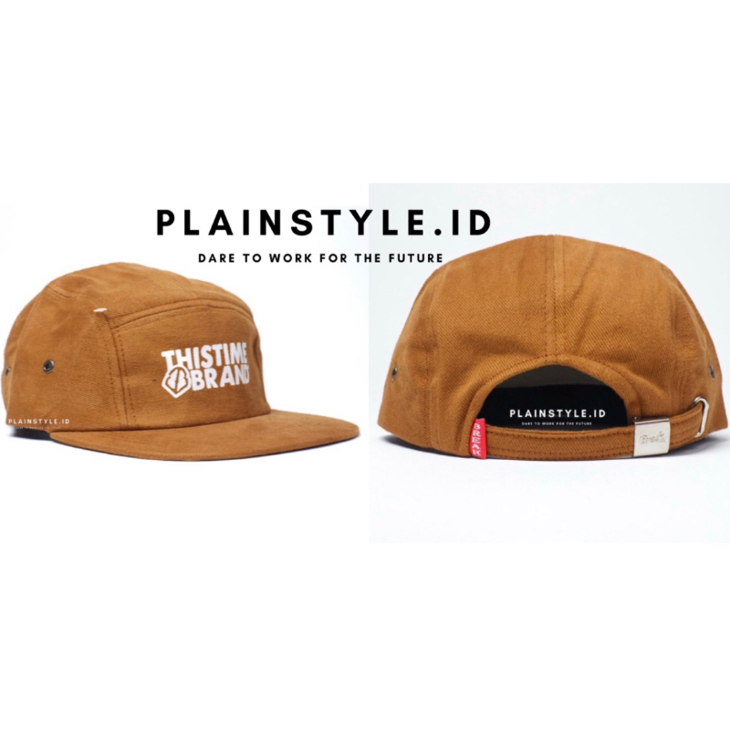 (COD) TOPI baseball 5 panel THISTIME BRAND COKLAT full bordir pria dan wanita