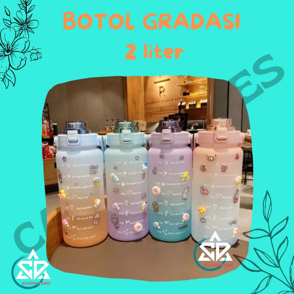 ✔TERMURAH✔ BOTOL AIR MINUM GRADASI 2 LITER BPA FREE botol minum tritan quifit BOTOL VIRAL || Botol V