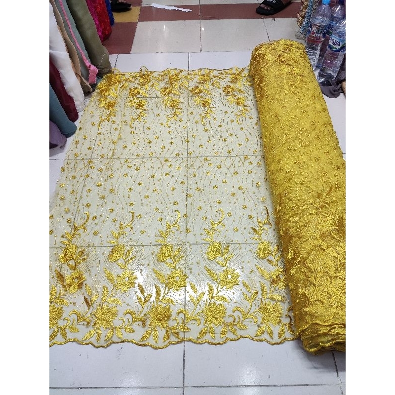 Kain Tile Akar Super Mewah Tumpal Atas Bawah / Bahan Baju Wanita