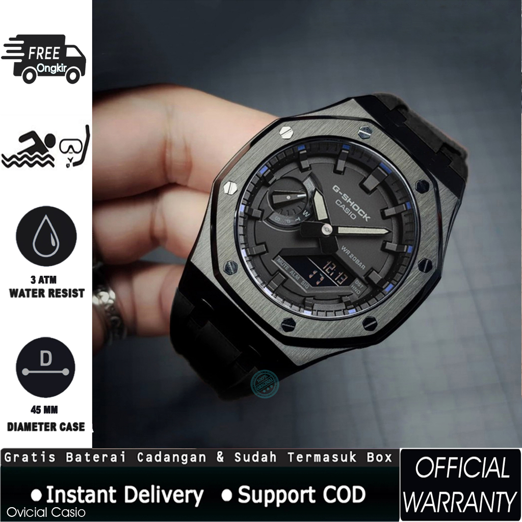 GSHOCK GA2100  / GM2100 BEZZEL CUSTOM BLACK / JAM TANGAN CASIO GSHOCK PRIA
