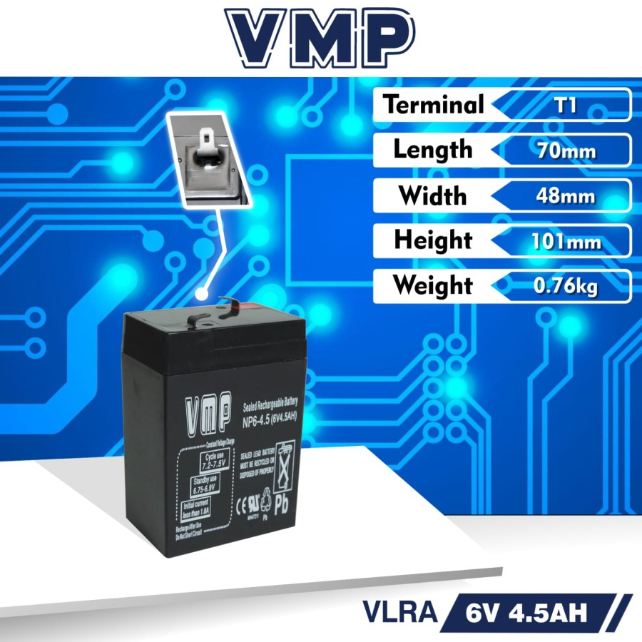 Aki Timbangan VMP 6V 4.5AH Baterai Timbangan Aki Mainan Batere VRLA