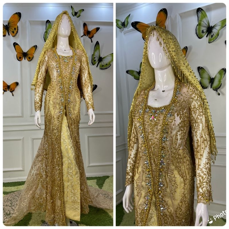 Kebaya pengantin koto gadang berekor lansung/kebaya mewah / kebaya pengantin akad koto gadang / kebaya adat Melayu