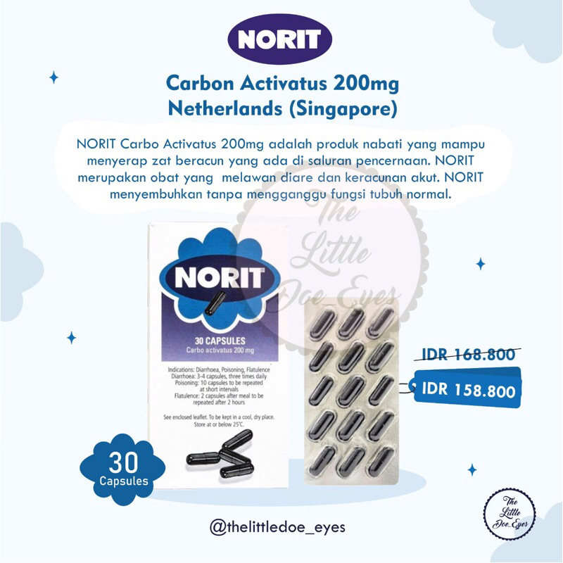 Norit Carbon Activatus 200mg Netherlands Singapore (Obat Diare)