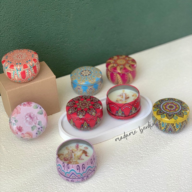 Scented Candle in jar | Bohemian Scented Candle | Lilin Aromaterapi Bohemian | Ethnic Scented Candle | Aromatherapy candle Lilin Natal Christmas Candle