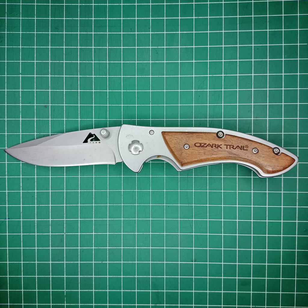 Ozark Trail folding knife with wood handle stainless steel