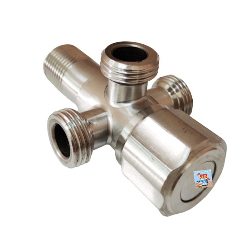 STOP KRAN CABANG 3 SHOWER TEE TRIPLE KLOSET VALVE STAINLESS STEEL