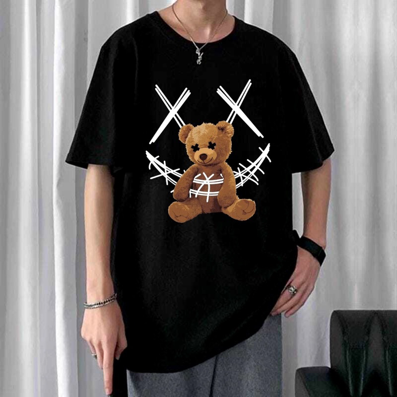 BAJU KAOS OVERSIZE BEAR DISTRO LENGAN PENDEK PRIA ATASAN COWOK FASHION