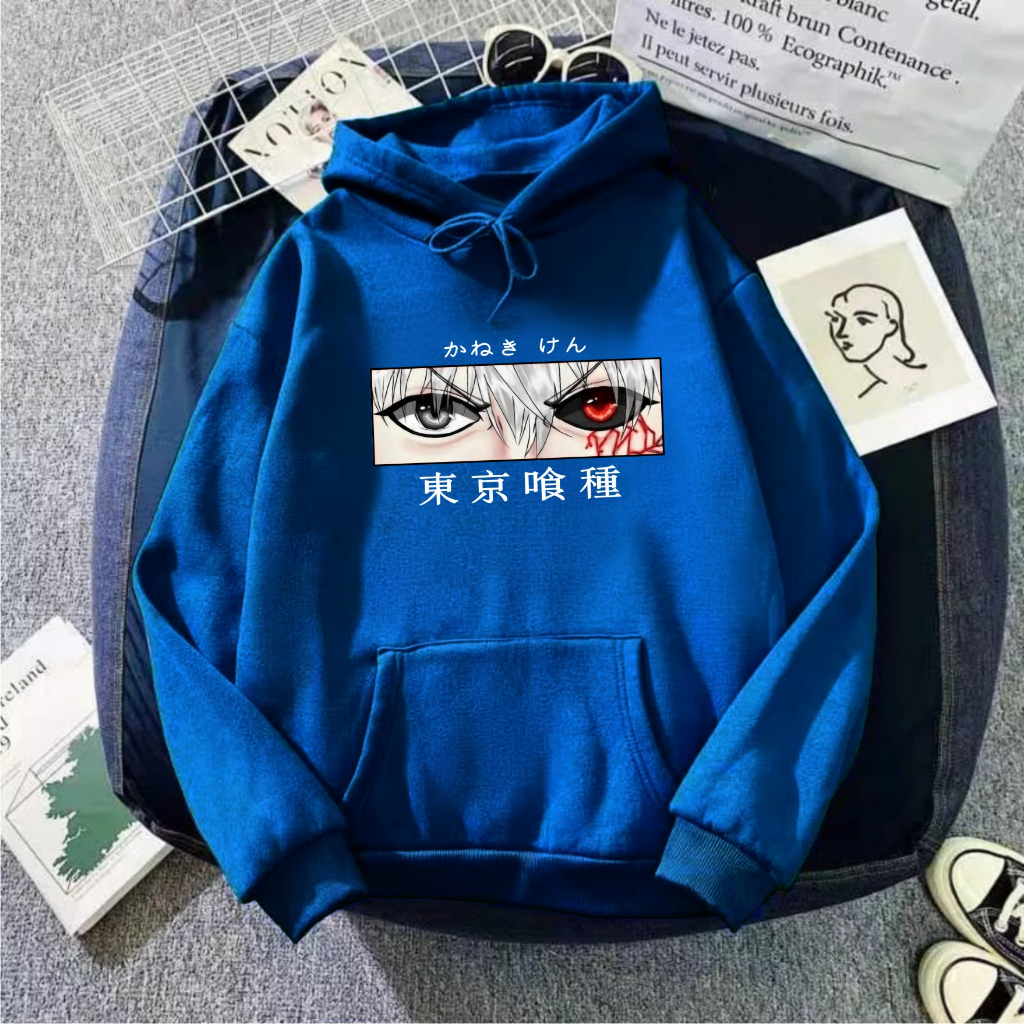 Anime Tokyo Ghoul Kaneki Ken Eye Manga Harajuku Sweater Hoodie Kekinian Size M-L-XL-XXL Bisa Bayar Ditempat COD