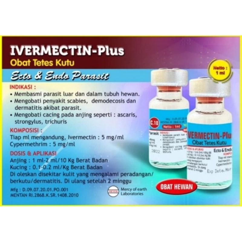 IVERMECTIN 1ml - Obat Tetes Kutu Kucing Anjing Obat Anti Kutu