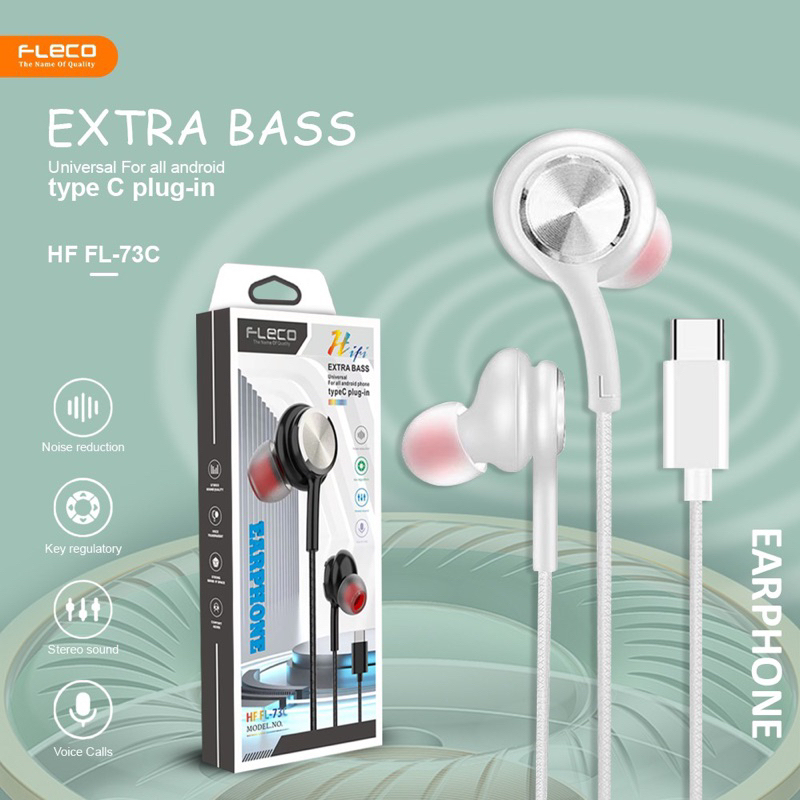 Handafree fleco type c neww FL 73c universal extra bass original Testimoni real Promo Sen