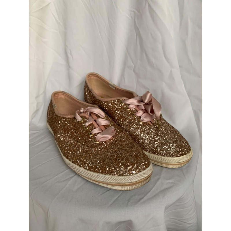 sepatu keds x kate spade pink glitter
