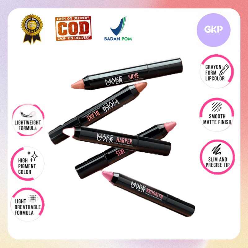 Jual Make Over Color Stick Matte Crayon Gloss Crayon Lip Crayon Shopee Indonesia 3515