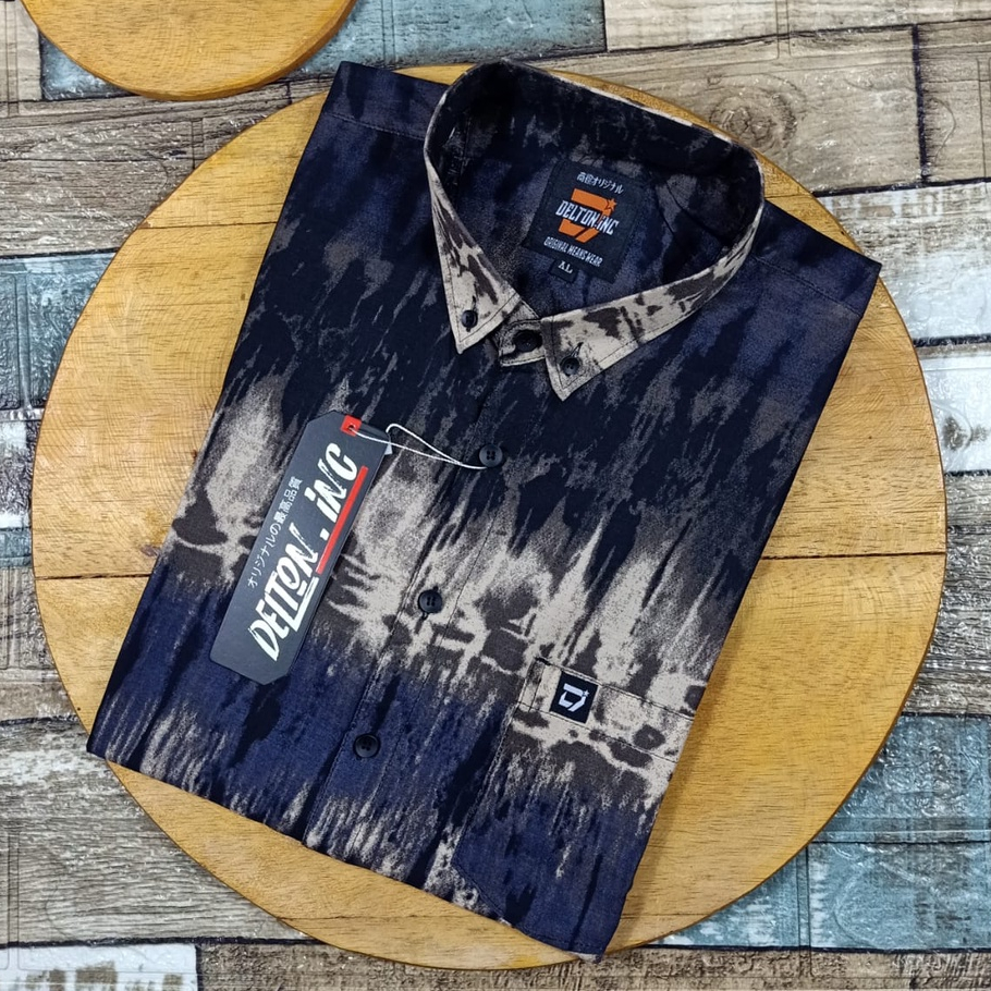 Baju Kemeja Pria Cowok Distro Lengan Pendek Motif Printing Surfing Pantai Bunga Floral Hawai Origina