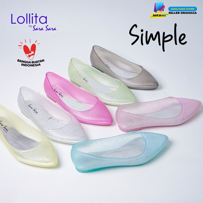 Sara Sara Lollita | Sepatu Jelly Wanita Warna Transparan Sepatu Kasual Sepatu Kerja Sepatu Balet Sep