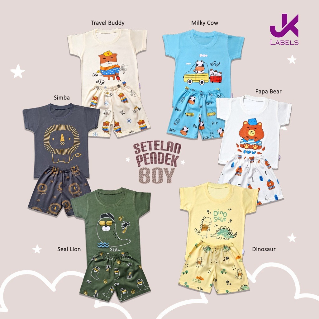 JK Labels Setelan Pendek Set Boy / Setelan Anak 1- 8 Tahun