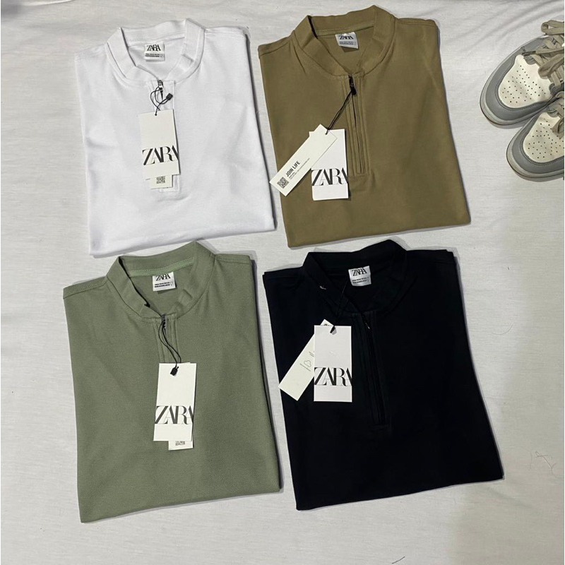 polo shirt Zara Kaos krah sanghai Kaos krah pria terlaris bahan adem rip pick 100%