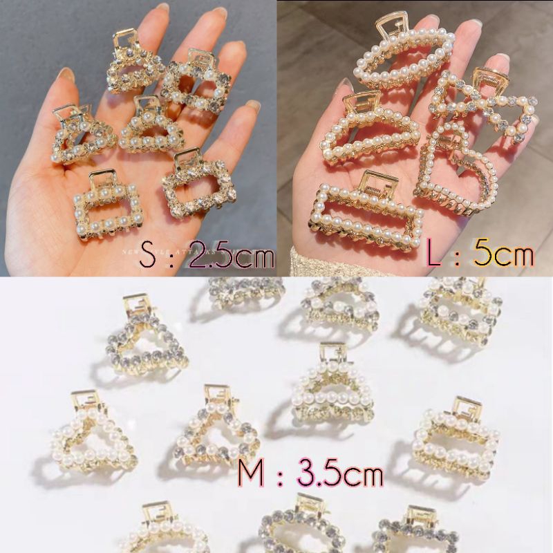 Jedai Logam Mutiara Permata 4cm / Jepit Elegan Aloy Permata/JEPIT RAMBUT MUTIARA KOREA IMPORT