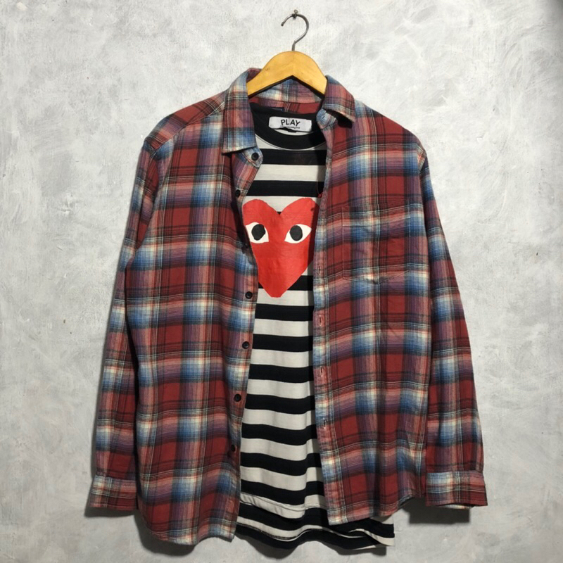 flannel uniqlo veterano bekas second