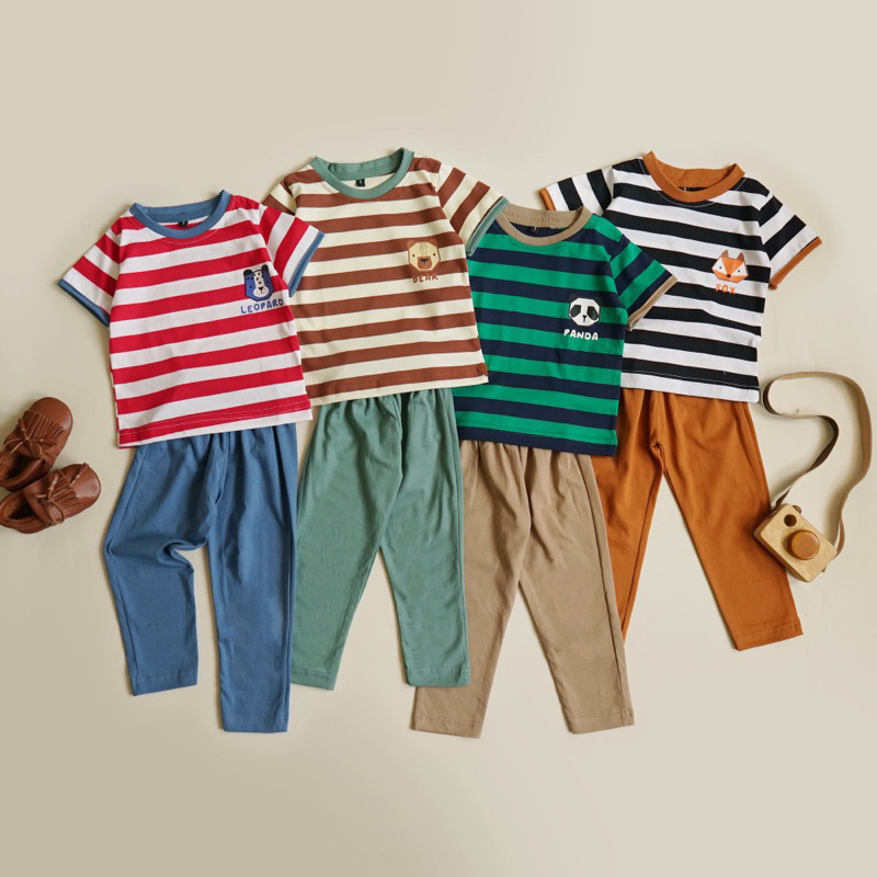 LONG STRIPE ANIMAL Set Anak 6bl-5thn / Setelan Panjang Anak