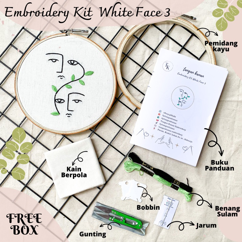 Embroidery Kit White Face - Paket Sulam tangan