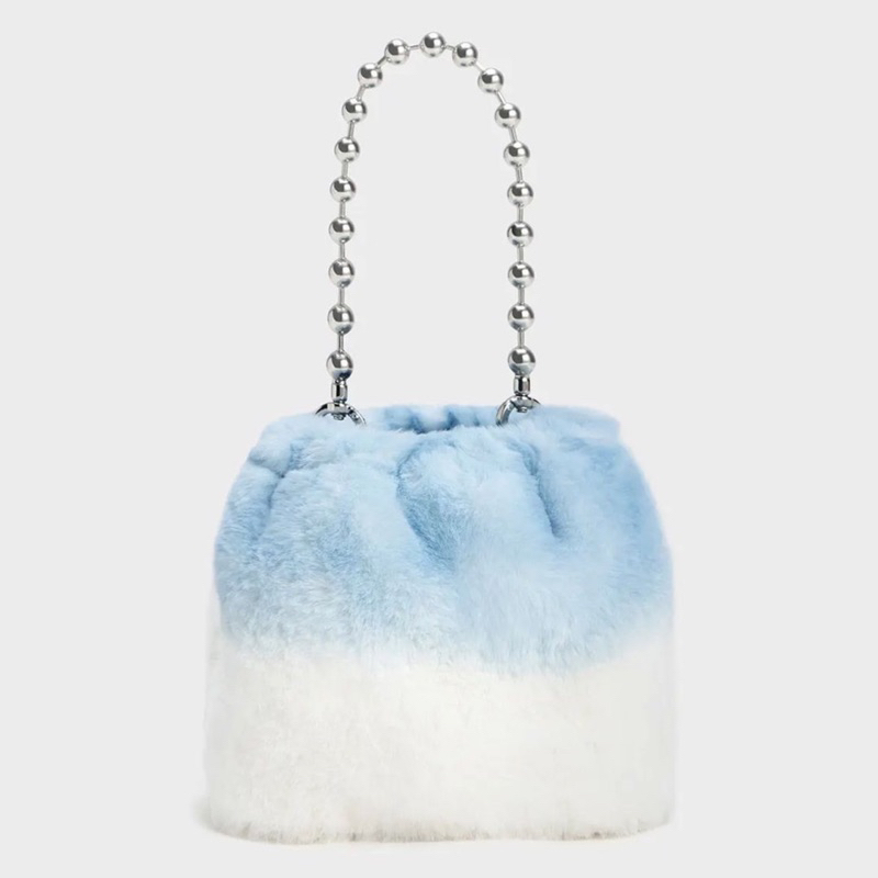 c aldora beaded handle furry bucket bag