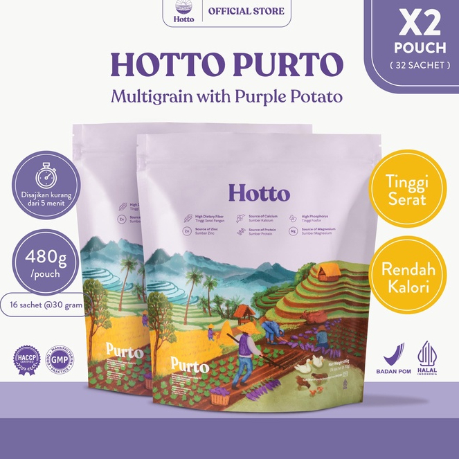 

Hotto Purto Superfood Multigrain dengan Ubi Ungu Untuk Hidup Sehat 2 pouch (32 sachets)