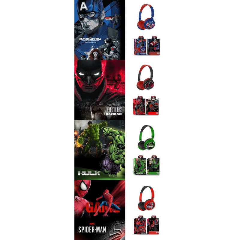 [ AH 801 - MARVEL ] HEADPHONE BANDO BLUETOOTH / WIRELESS TYPE KARAKTER MARVEL MANLY