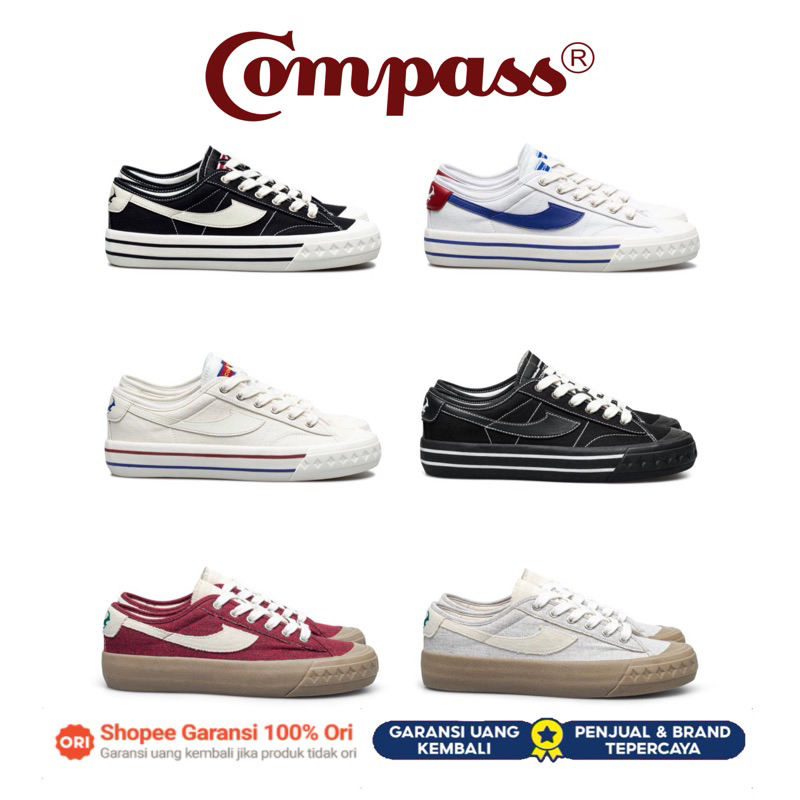 [ORIGINAL] Sepatu Compass Retrograde Low Black White Cream White Blue Double Black Linen Dusk Linen 